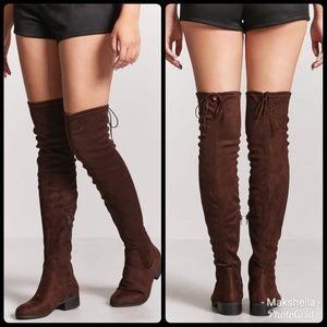 Faux Suede Tigh High Boots